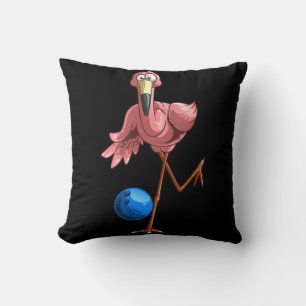 Coussin Joueur cool de Bowling Flamant rose amusant Shorbi