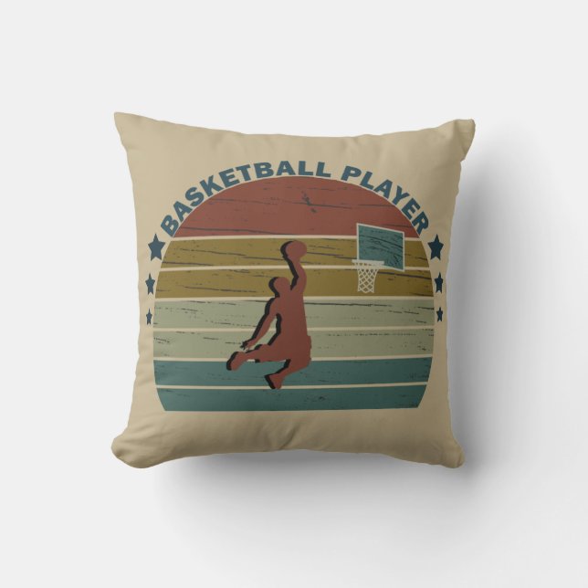Coussin joueur de basketball slunk retro coucher de soleil (Recto)