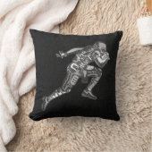 Coussin Joueur de football courant quarterback noir argent (Couverture)