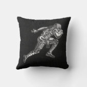 Coussin Joueur de football courant quarterback noir argent (Verso)