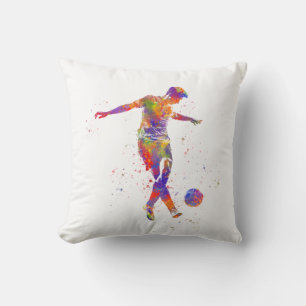 Coussin Joueur de football en aquarelle