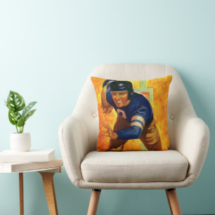 Coussin Joueur de football sportif vintage Quarterback Run