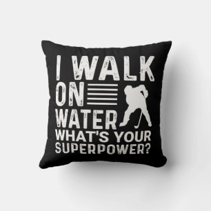 Coussin Joueur de hockey Je marche sur l'eau