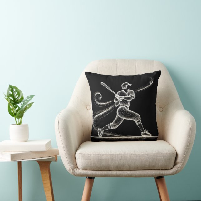Coussin Joueur De Neon Baseball Balayant Une Chat (Chaise)