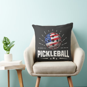Coussin Joueur de Pickleball au Drapeau Américain US