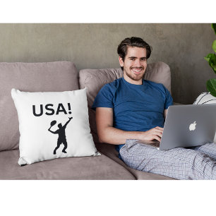 Coussin Joueur de tennis américain utilisant dot comme bal