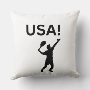 Coussin Joueur de tennis américain utilisant un point comm