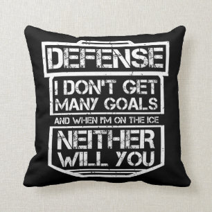 Coussin Joueur drôle de défenseur de T-shirt de hockey sur