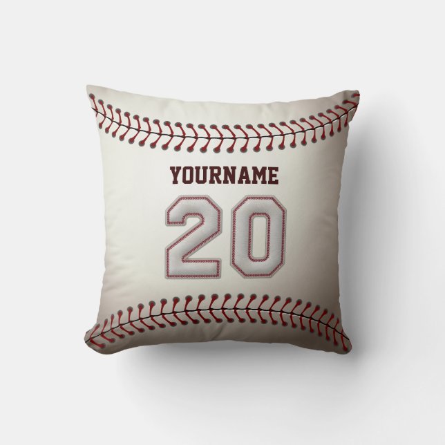 Coussin Joueur numéro 20 - points frais de base-ball (Recto)