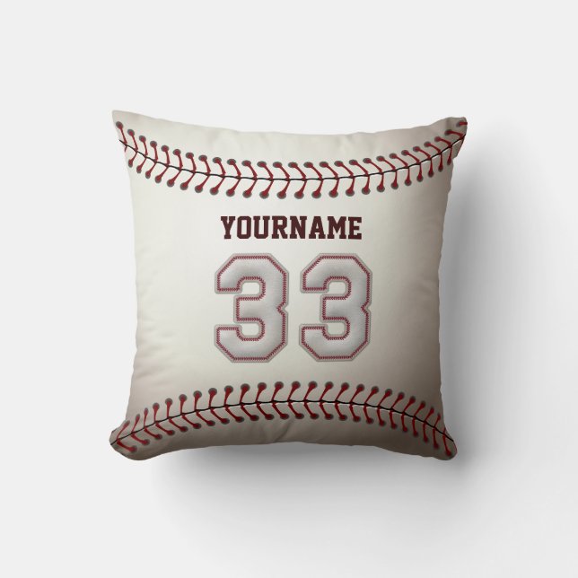 Coussin Joueur numéro 33 - points frais de base-ball (Recto)