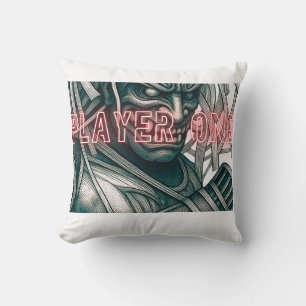 Coussin Joueur Un Oni Samouraï Jeu Rétro Musclé Manga E