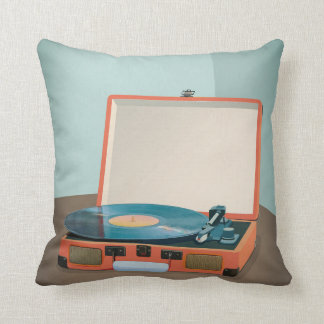 Coussin Joueur vintage avec disque vinyle