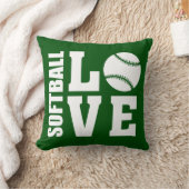 Coussin Joueurs de softball, Amour du softball, Vert (Couverture)