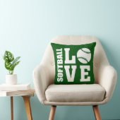 Coussin Joueurs de softball, Amour du softball, Vert (Chaise)