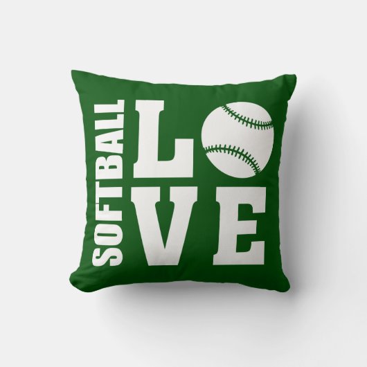 Coussin Joueurs de softball, Amour du softball, Vert (Recto)