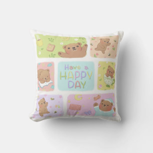 Coussin Jouez Un Joyeux Jour : Joli Teddy Bear Illustratio
