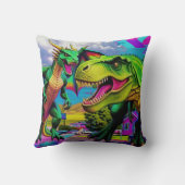 Coussin Jouons - Dragon Vert et Dinosaure (Verso)