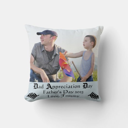 Coussin Jour d'appréciation de papa - carreau carré (Recto)