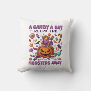 Coussin Jour de Bonbons Éloigne les Monstres Halloween Cit
