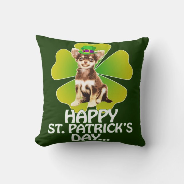 Coussin Jour de la Saint-Patrick Casquette des Chihuahua (Recto)