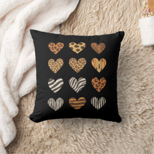 Coussin Jour de la Saint-Valentin Cœur Léopard Mignon 