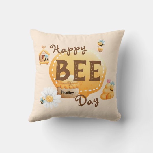 Coussin Jour de l'Abeille joyeux (Verso)