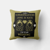 Coussin Jour de mariage de filles gays (Verso)