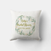 Coussin Jour de mariage floral eucalyptus vert nom date al (Verso)