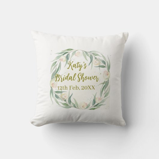 Coussin Jour de mariage floral eucalyptus vert nom date al (Recto)