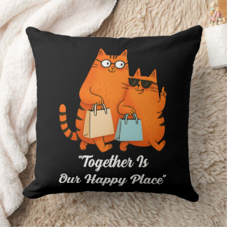 Coussin Jour de shopping Amour de chat