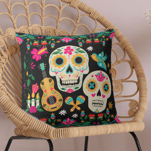 Coussin Jour des crânes de sucre d'art mort