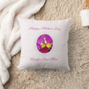 Coussin Jour des Mères de Cattleya Jaune Rose Jaune Oreill
