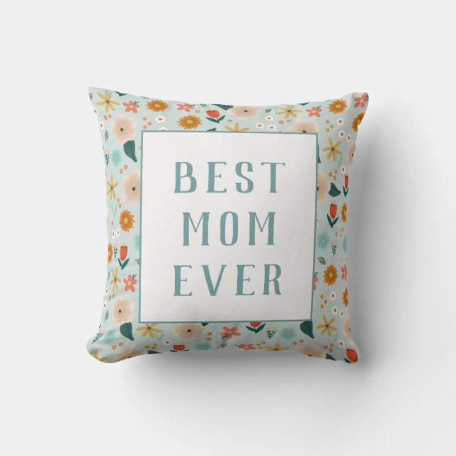 Coussin Jour des mères florales de la meilleure maman mode (Recto)