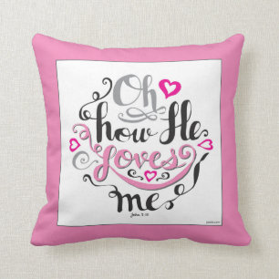 Coussin Jour des Valentines chrétiennes Jésus m'aime Rose