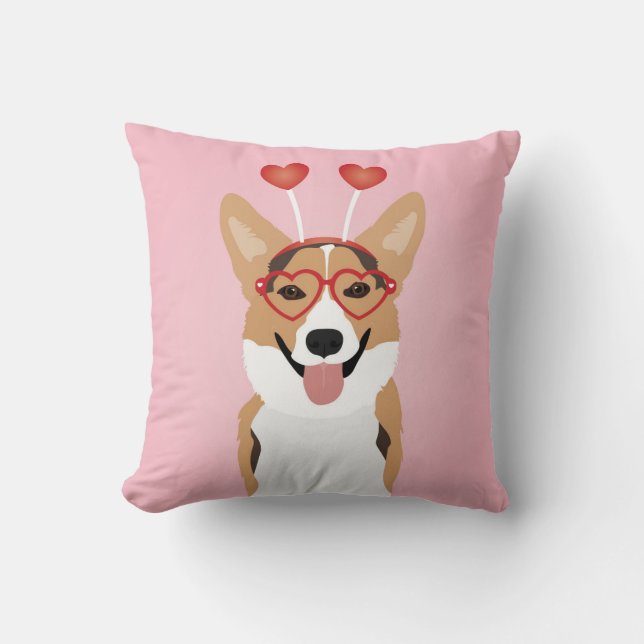 Coussin Jour des Valentines du Chien de Corgi (Recto)