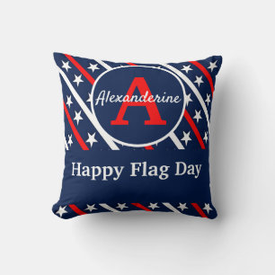 Coussin Jour du Drapeau Patriotique Joyeux Rouge Bande bla