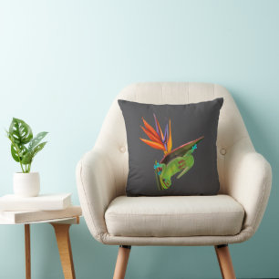 Coussin Jour gecko sur Oiseau du Paradis