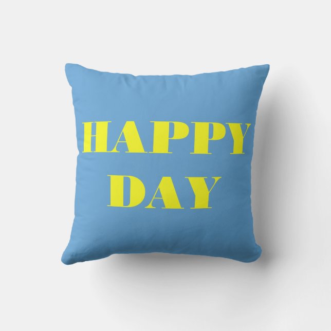 Coussin Jour Joyeux Bleu Et Jaune (Verso)