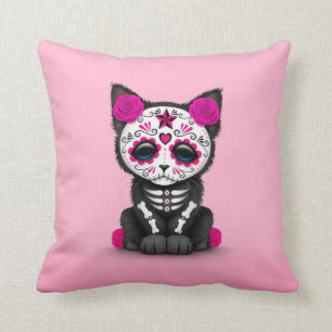 Coussin Jour rose mignon du chat mort de chaton