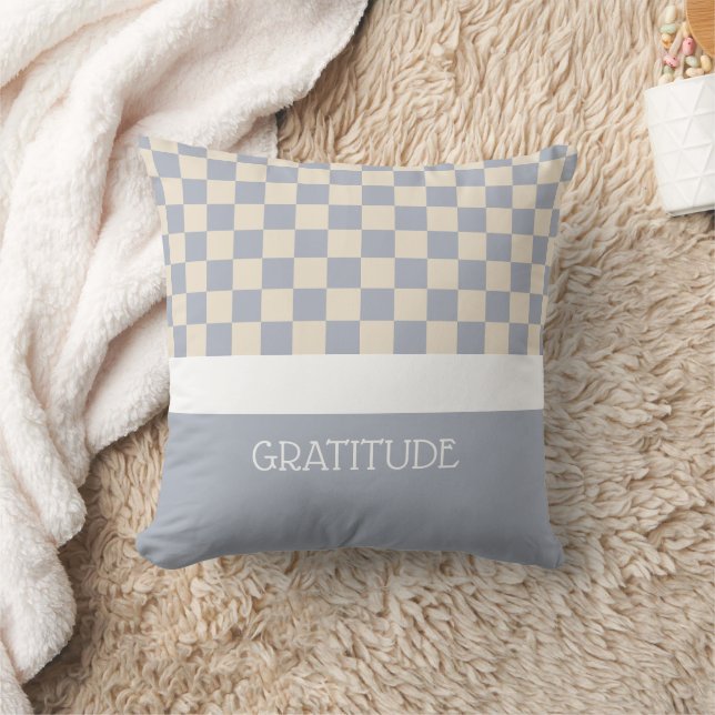 Coussin Journal à carreaux de gratitude (Couverture)