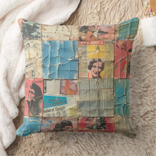 Coussin Journal des femmes rétro Motif de mosaïque vintage