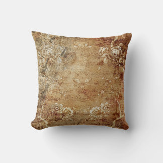 Coussin Journal vieilli avec des annonces et des fleurs an