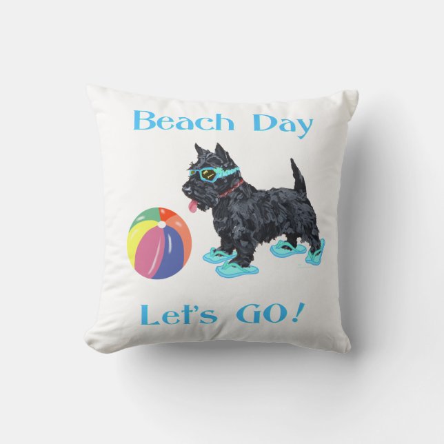 Coussin Journée à la plage Scottie Dog (Recto)