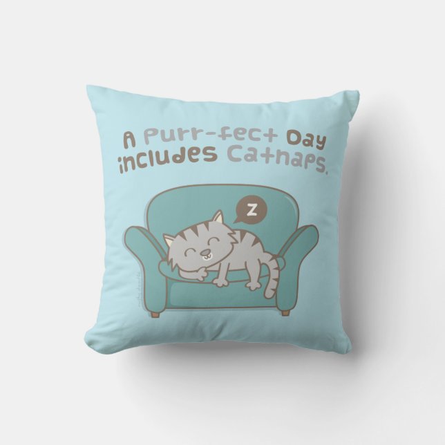 Coussin Journée Parfaite avec Petits Soms de Chat Blague d (Recto)