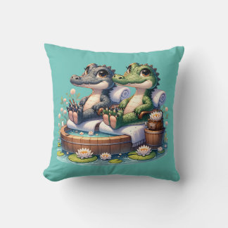 Coussin "Journée Spa de l'alligator"