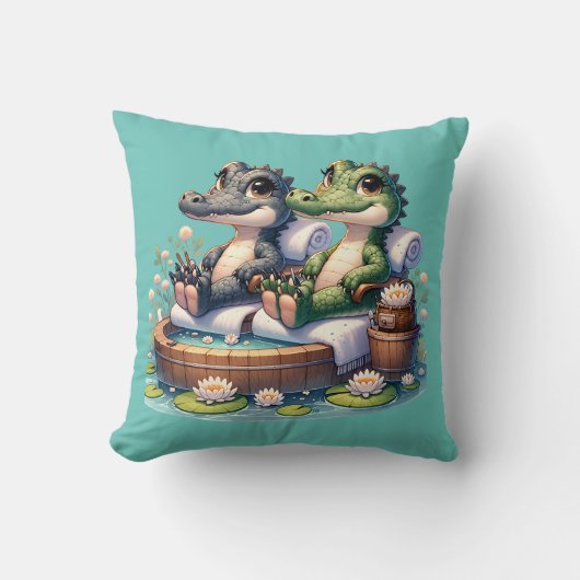 Coussin "Journée Spa de l'alligator" (Recto)