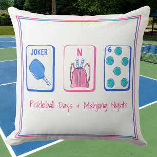 Coussin Jours de Pickleball et Soirées de Mahjong Décorati