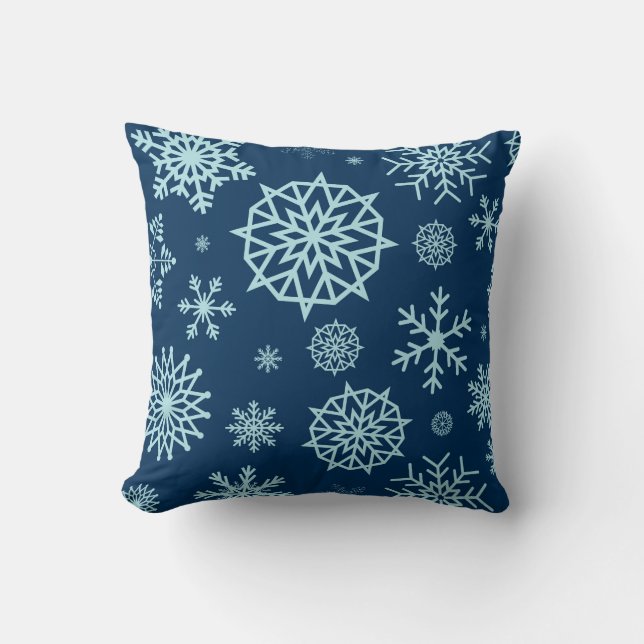Coussin Jours fériés de Noël de la Blue Navy Winter Snowfl (Recto)