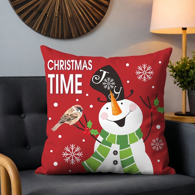 Coussin Jours fériés de Noël du motoneige blanc mignon (Créateur téléchargé)
