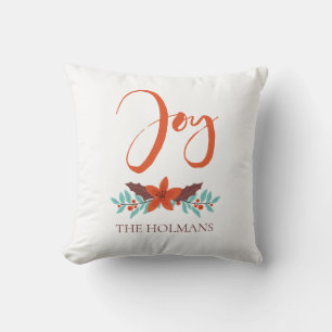 Coussin Joy Calligraphie Custom Holiday Photo Double face